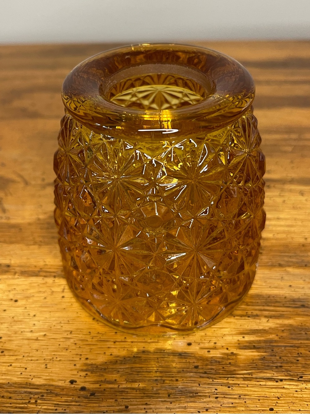 Vintage LE Smith Amber Glass Daisy and Button Fairy Lamp Dome Top Only